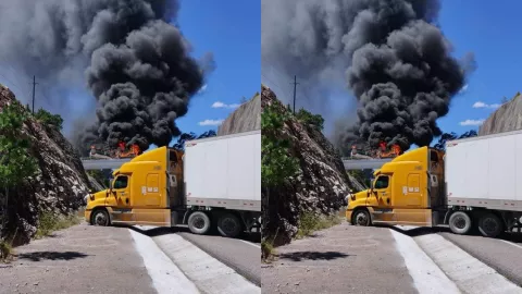 Se incendia tráiler en la caseta Coscomate en maxipista Mazatlán- Durango..jpg