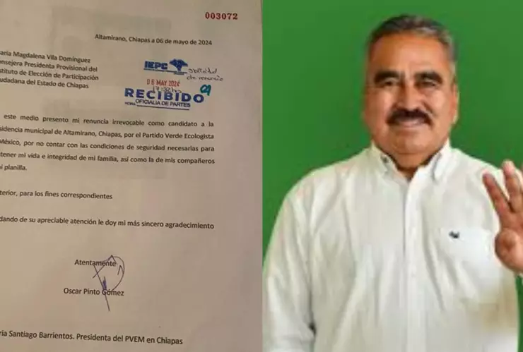 Renuncia Oscar Pintos a candidatura alcaldia Altamirano Chiapas
