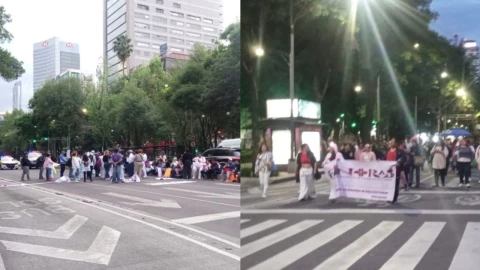 Manifestantes en Reforma, en la CDMX.