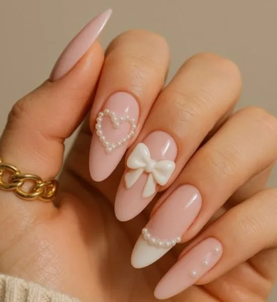 estilos de uñas con moños