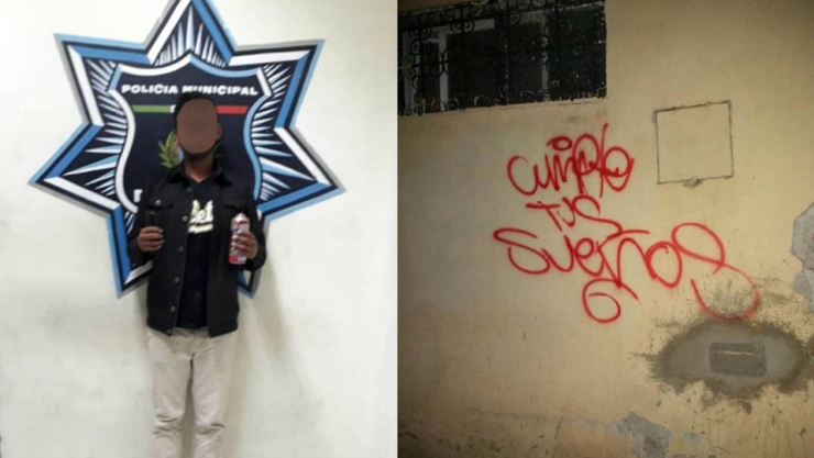 Detienen a joven cuando grafiteaba “cumple tus sueños”