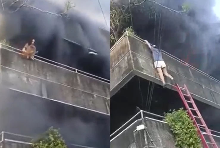 mujer saltando de edificio