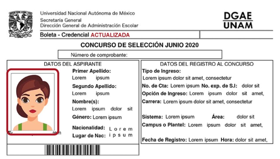 Boleta-credencial de la UNAM