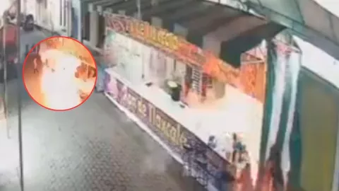 Explota tanque de gas en fiesta patronal en Puebla; cámaras captan el momento