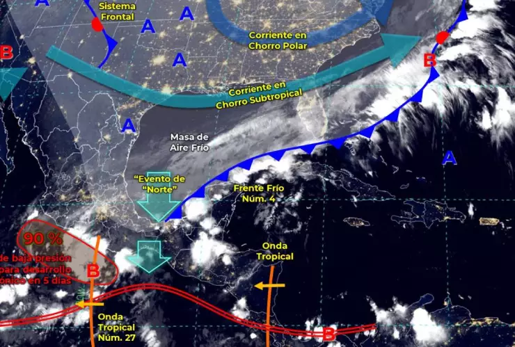 Clima 19 de octubre Frente frío número 4 afecta la Península
