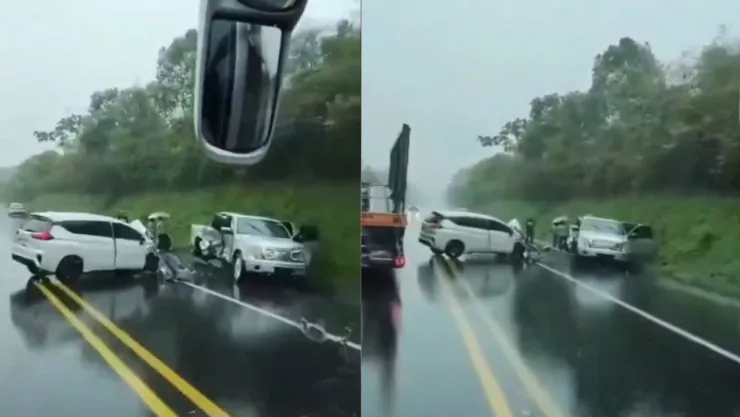 Accidente entre camionetas colapsó la autopista México-Tuxpan hoy; reportan intensa lluvia