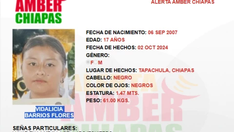 Vidalicia Barrios Flores fue vista por última vez en Tapachula, Chiapas