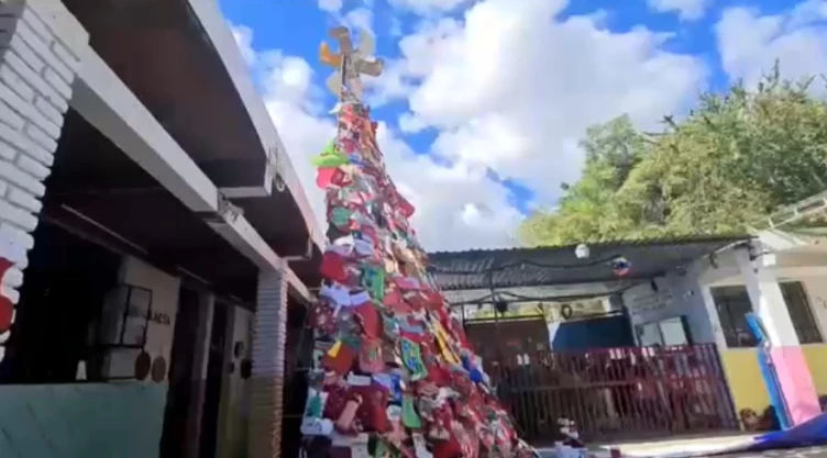 crean arbol navideño con basura.jpg
