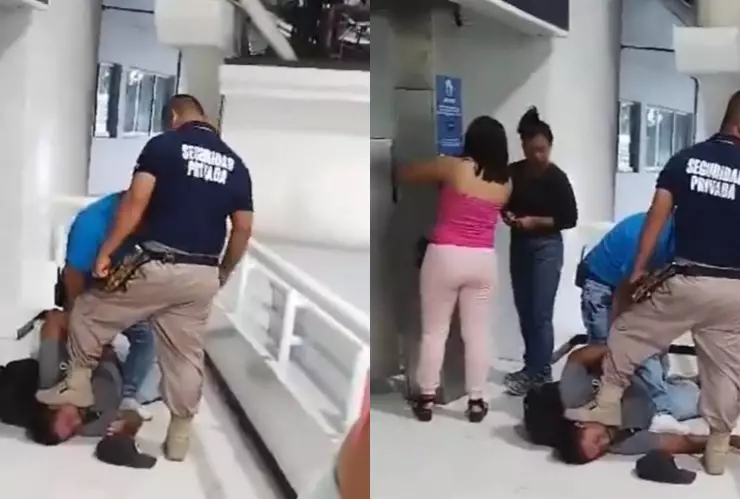 Guardias de seguridad exhibidos_ someten a una persona en terminal ADO de Cancún.jpg