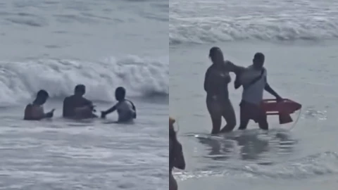 VIDEO: Así fue el momento en que salvaron a una pareja de ahogarse en Playa Gaviota Azul en el municipio de Benito Juárez