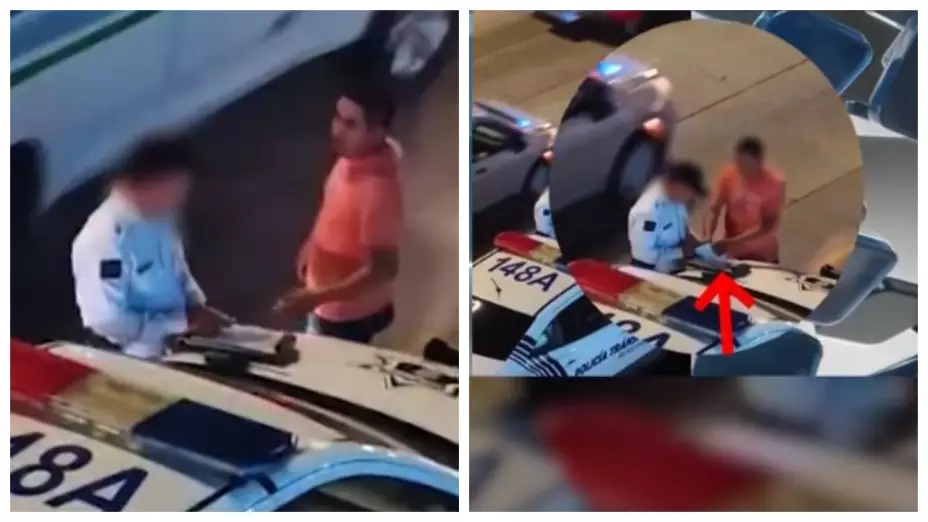 Captan a tránsito municipal de Mazatlán recibiendo ‘mordida’ tras negociar varios minutos. En la imagen se observa el momento excato en el que el agente recibe el dinero.