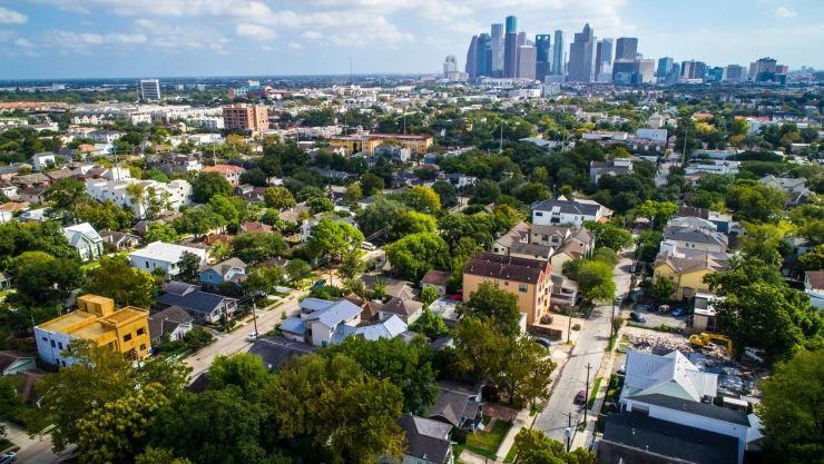 el barrio de Montrose en una vista aérea.