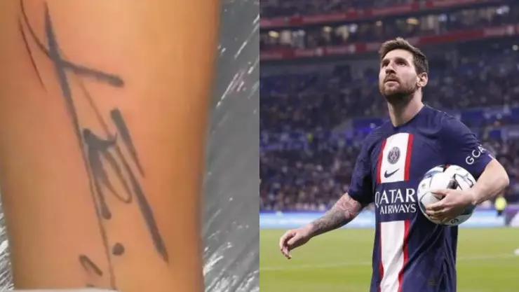 Jugador profesional se realiza tatuaje del autógrafo de Messi