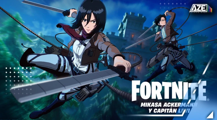 Capitán Levi y Mikasa Ackermann en Fortnite