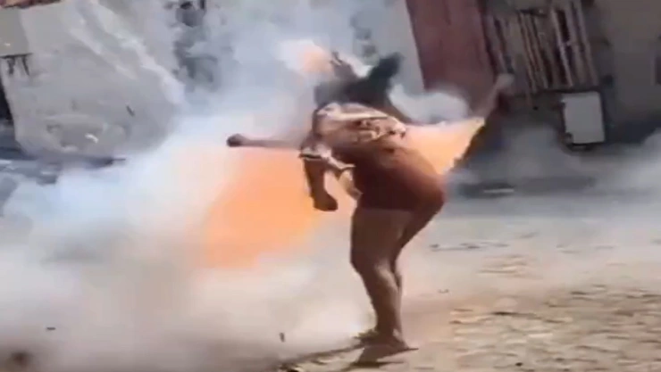 pirotecnia explota en cara de mujer brasil video