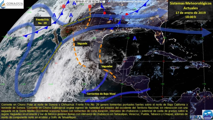 Se prevé ingreso del frente frío 29 esta noche o madrugada