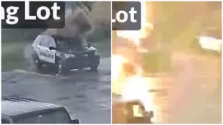 Rayo cae sobre una patrulla en plena tormenta en Oklahoma (VIDEO)