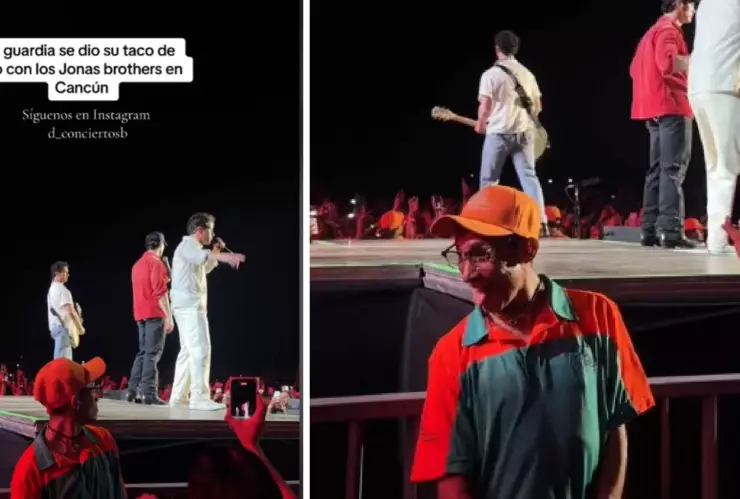 Exhiben a seguridad disfrutando del concierto de los Jonas Brothers en Cancún.jpg