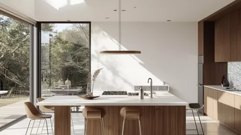 Península con Mesa Comedor Integrada