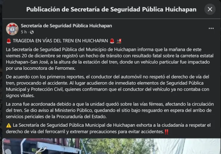 Conductor intenta ganarle el paso al tren y pierde la vida