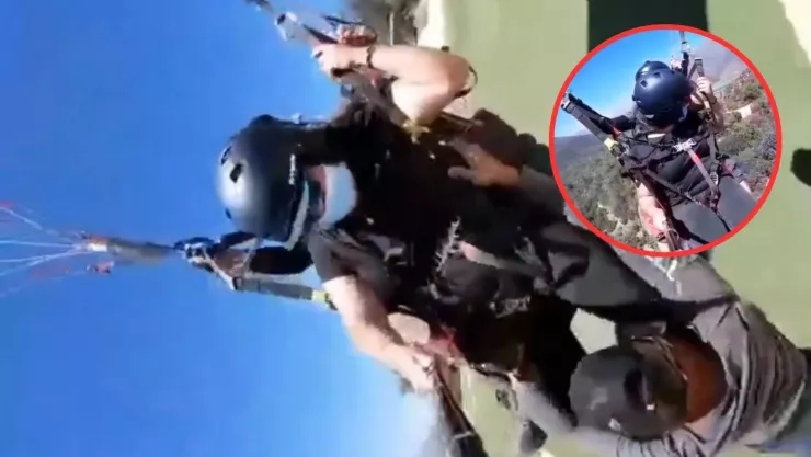 Hombre es arrastrado por parapente y cae al vacío