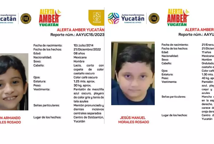 Activan Alerta Amber en Yucatán por desaparición de dos HERMANOS