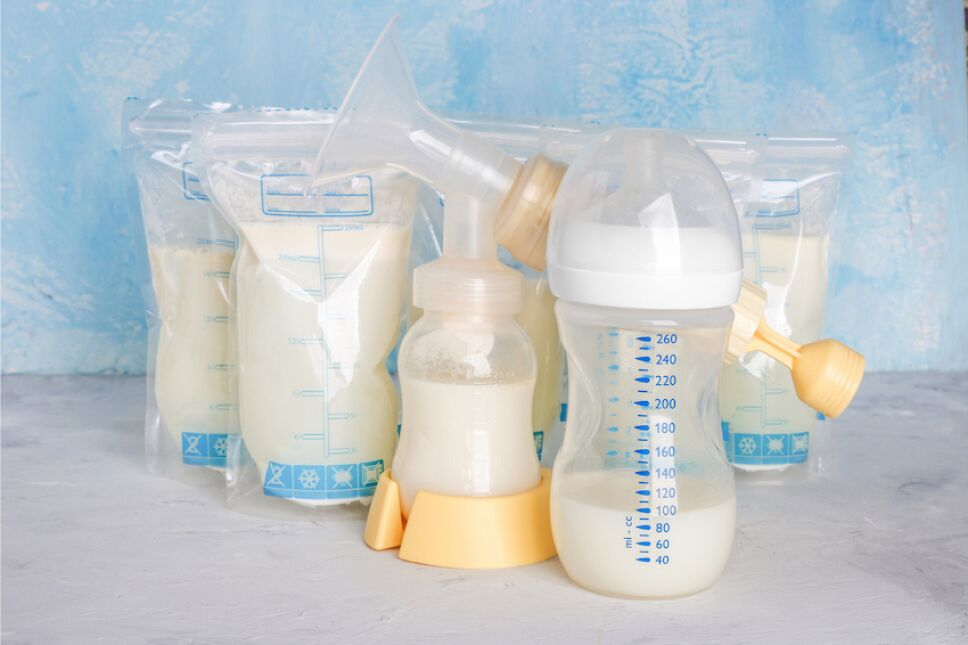 bolsas y mamilas con leche materna