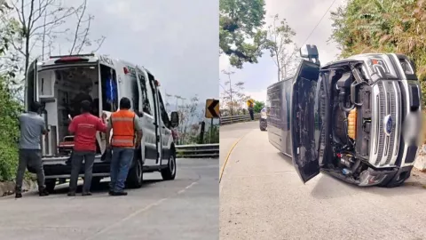Camioneta volcó tras choque en Xicotepec hoy; dejó a tres personas lesionadas