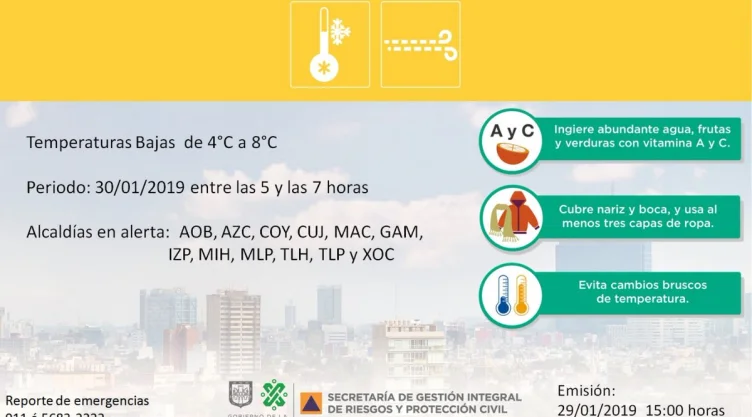 Alerta amarilla por frío en la cdmx