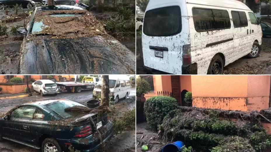 Edomex Naucalpan inundaciones autos dañados lluvia