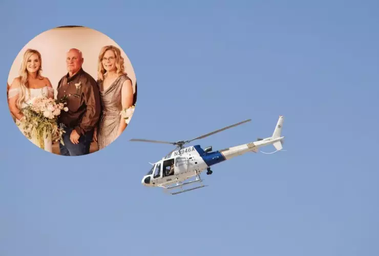 Foto de helicóptero y de novio y primas muertas en accidente en Arizona.