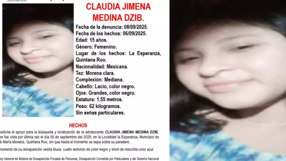 Reportan la desaparición de Claudia Jimena Medina Dzib, adolescente de 15 años, en Quintana Roo: ¿Qué se sabe de ella?