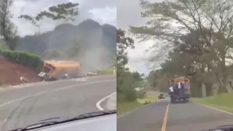 VIDEO ¡IMÁGENES SENSIBLES! Autobús se queda sin frenos y pasajeros se lanzan en Nicaragua