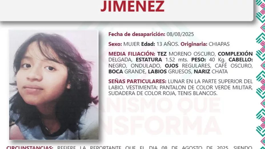 Britzi Kaori Sánchez desaparecida Comitán Chiapas