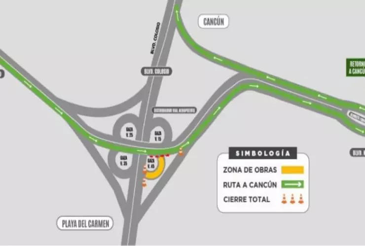 Estos son los CAMBIOS de CIRCULACIÓN en el distribuidor vial aeropuerto en Cancún