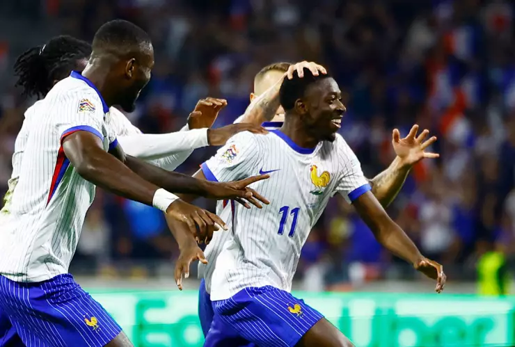 Francia celebra gol ante Bélgica