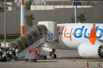 Un avión de FlyDubai en el AI Ben Gurión, en Tel Aviv, Israel.