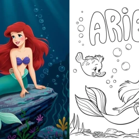 5 plantillas de Ariel, la Sirenita, para imprimir y colorear
