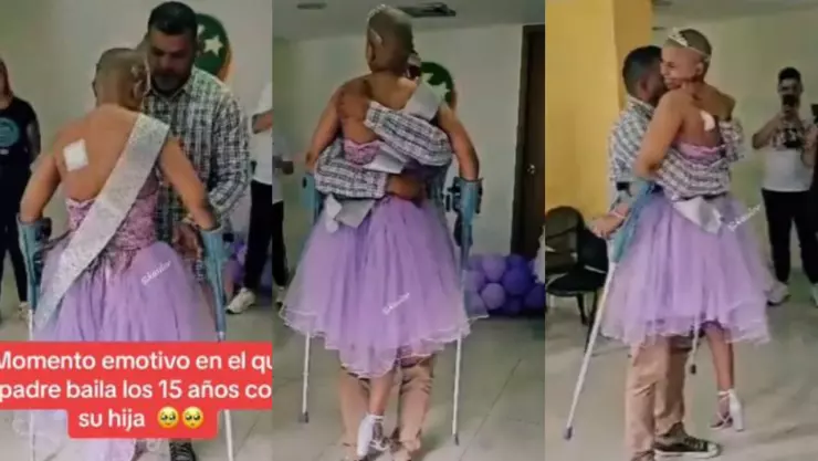Susej, una quinceañera con cáncer bailó el vals con su papa