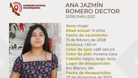 Buscan a Ana Jazmín Romero, desapareció en Río Blanco, Veracruz