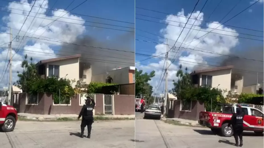 reportan incendio en predio de la col mexico en merida