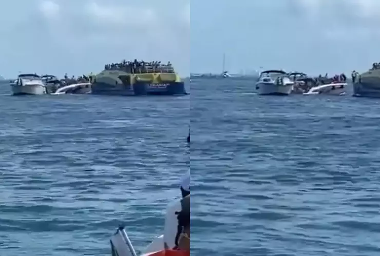 Ferry choca contra una embarcación particular en Isla Mujeres; no hay lesionados | VIDEO