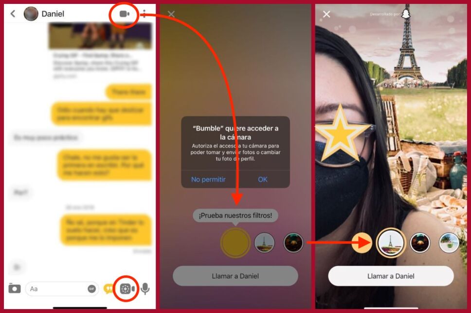 como activar los lentes de snapchat en bumble