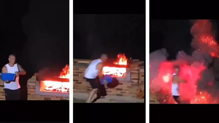 Hombre es envuelto en llamas y vive para contarlo