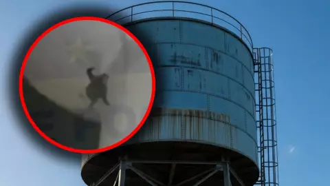 FUERTE VIDEO: Momento exacto en que un hombre muere al caer desde lo alto de un tanque de agua en Chihuahua