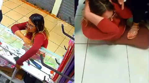 VIDEO | Captan a una mujer robando un celular y después es agredida en un centro comercial