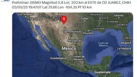 Un sismo de 5.8 grados sacude la región este de Ciudad Juárez, Chihuahua
