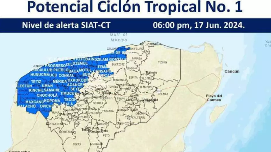 ÚLTIMA HORA_ Emiten alerta azul para estos municipios de Yucatán por el potencial ciclón tropical 1