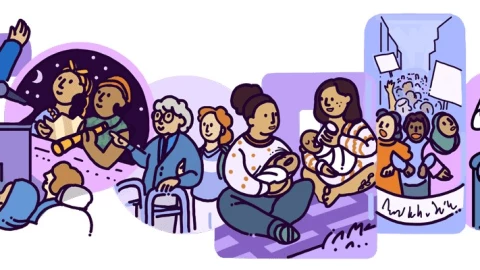 “Mujeres que son sistemas de apoyo crítico una a la otra en la maternidad”, explicó Google sobre el doodle de hoy sobre el Día Internacional de la Mujer.