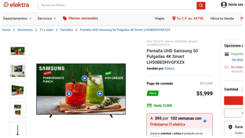 pantalla samsung 50 pulgadas